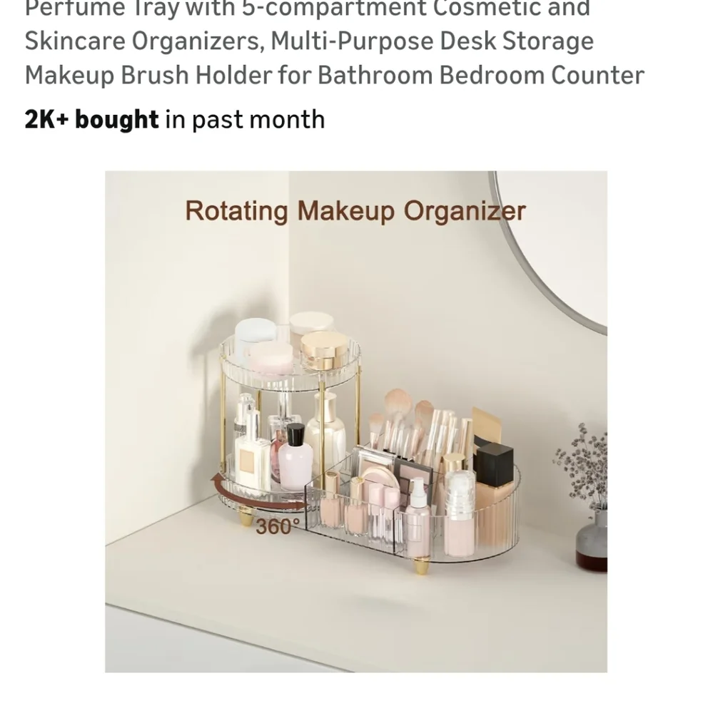 Elegant Gold and Clear Makeup Organizer